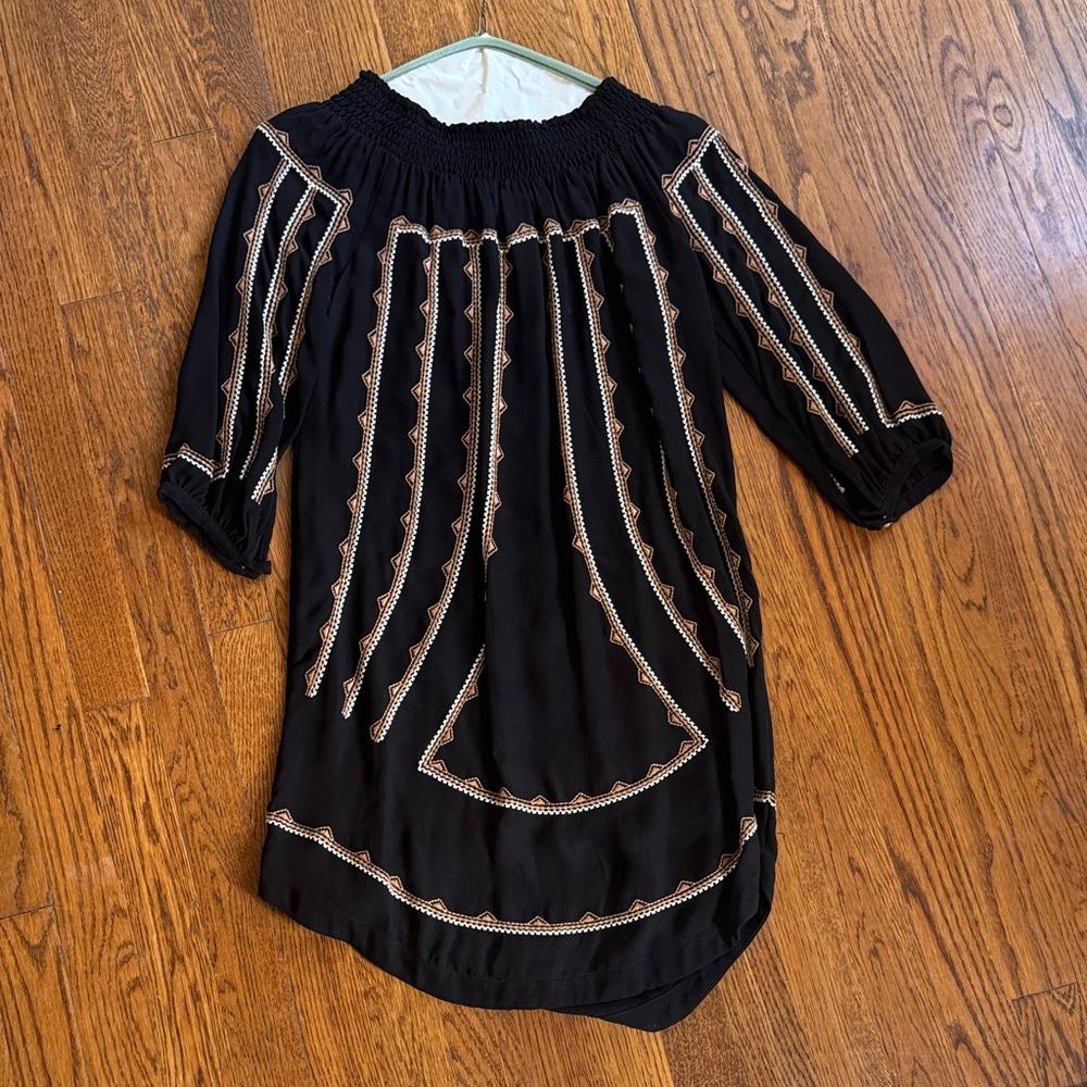 Twelfth Street by Cynthia Vincent Black Dress with Gold Accents